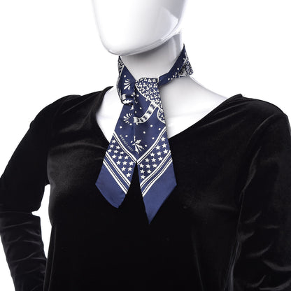 Hermes Silk Les Leopards Twilly Marine White 2 of 4