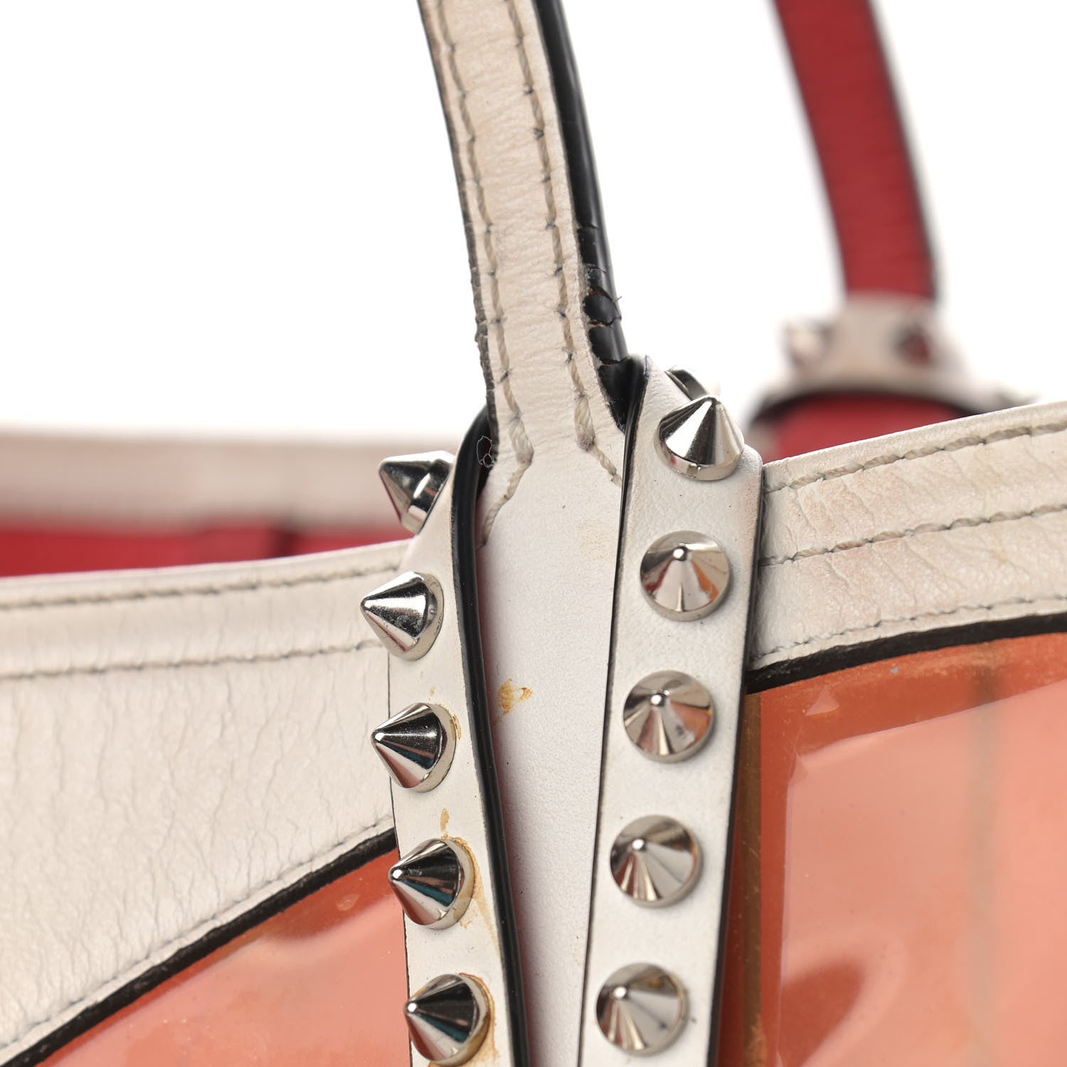 Christian Louboutin Calfskin PVC Love Spikes East West Cabata Tote Latte Multicolor 23 of 28