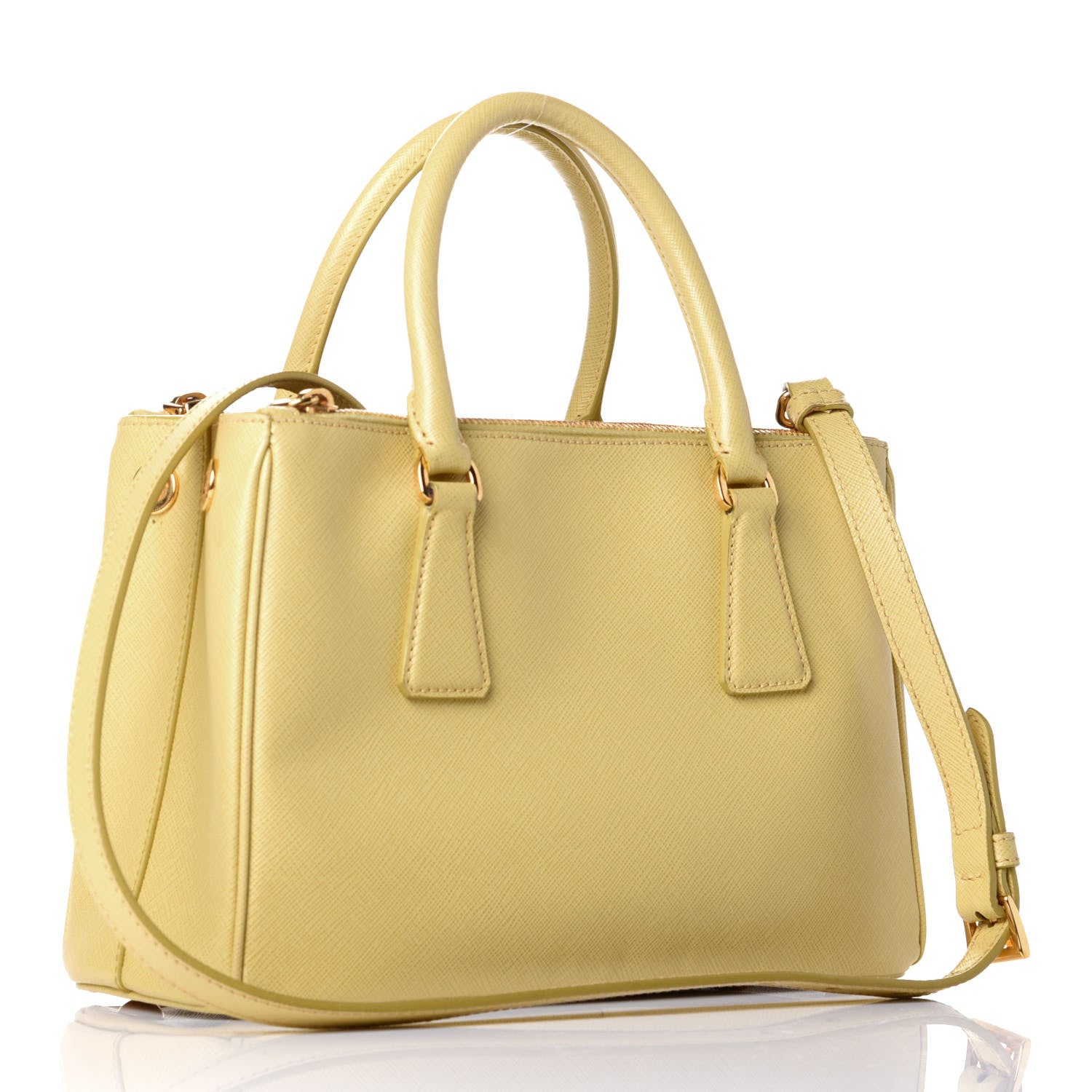 Prada Saffiano Lux Mini Galleria Double Zip Tote Ginestra 4 of 10