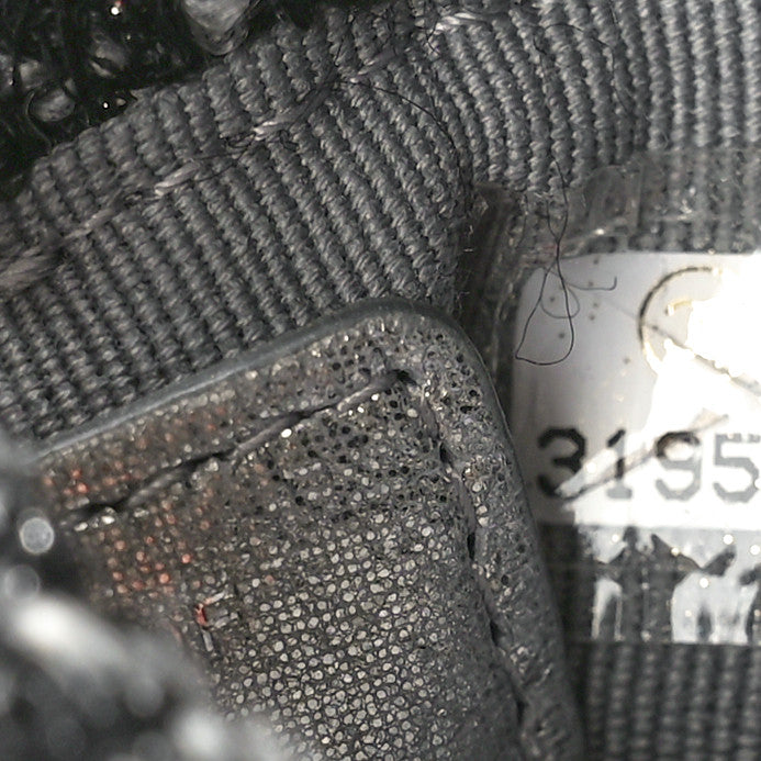 Tweed Mini Bucket Drawstring Bag Black Silver