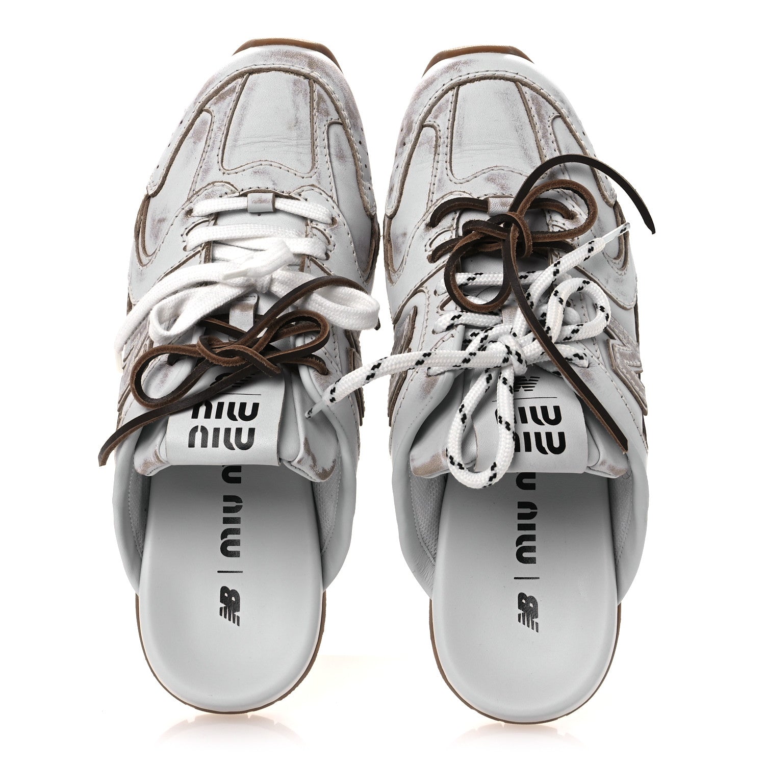 Miu Miu X NEW BALANCE Calfskin 530 SL Slip-On Sneaker Mules 37.5 White 2 of 10