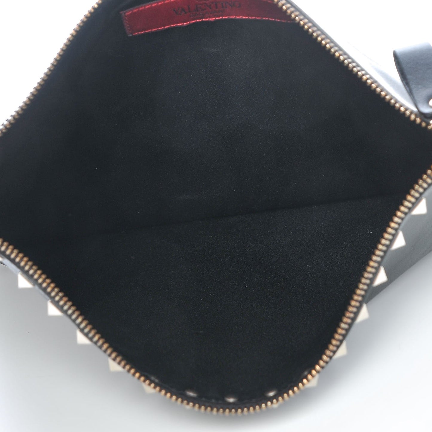 Vitello Large Rockstud Zip Pouch Black