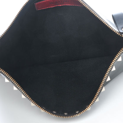 Valentino Garavani Vitello Large Rockstud Zip Pouch Black 5 of 8