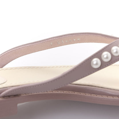 Chanel Suede Pearl Thong Sandals 38 Beige 8 of 8