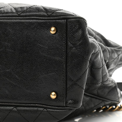 Chanel Glazed Caviar Quilted Small Shiva Tote Black 10 of 11