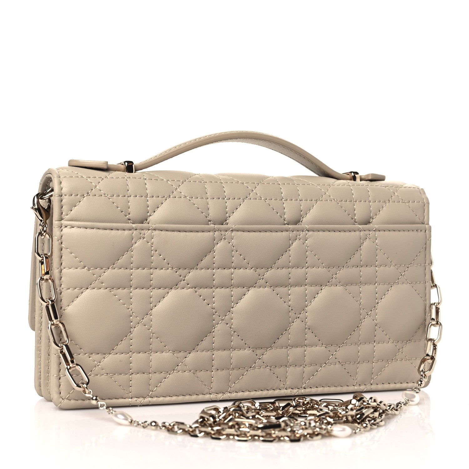 Christian Dior Lambskin Cannage Mini My Dior Top Handle Clutch Beige 3 of 10