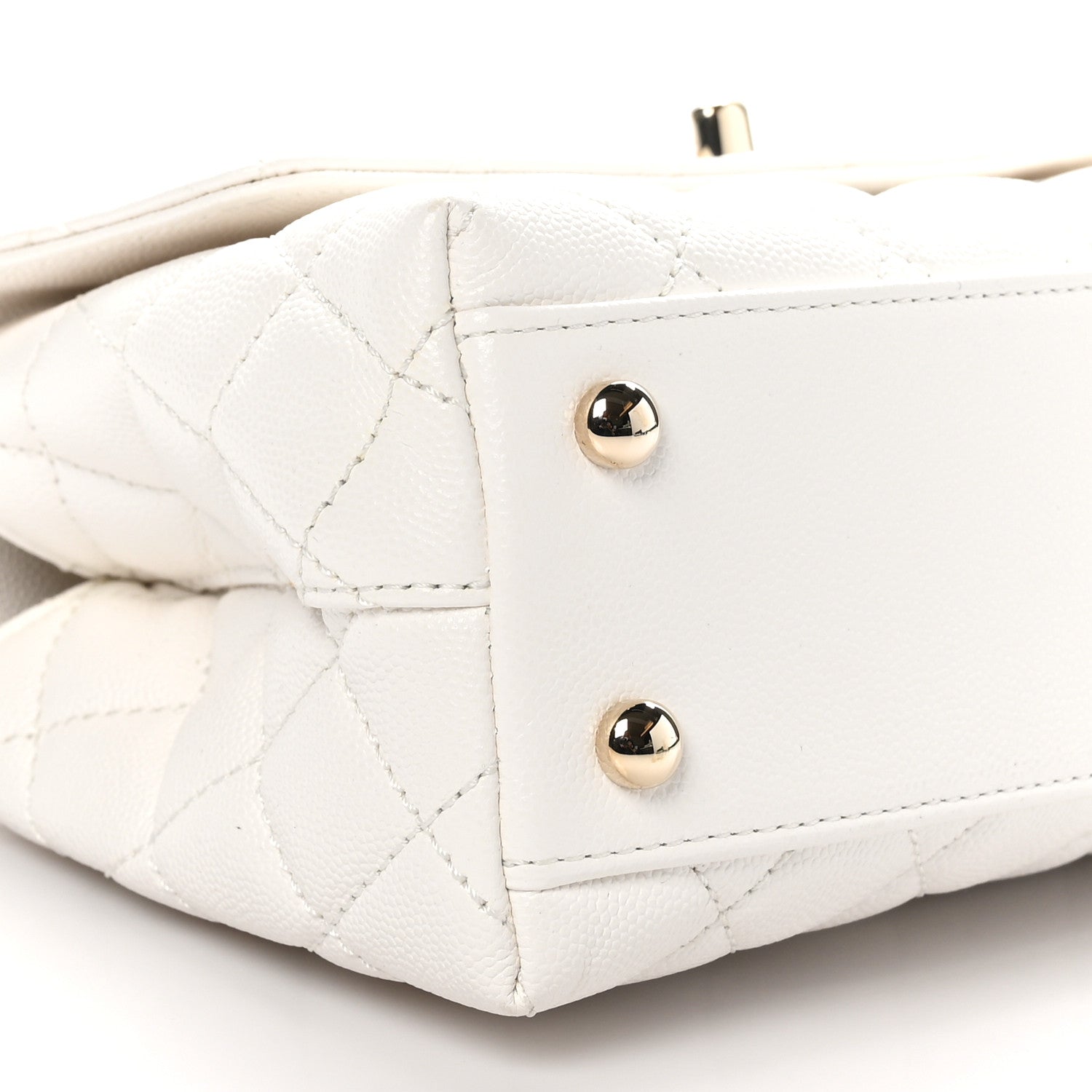 Chanel Caviar Quilted Mini Coco Handle Flap White 9 of 11