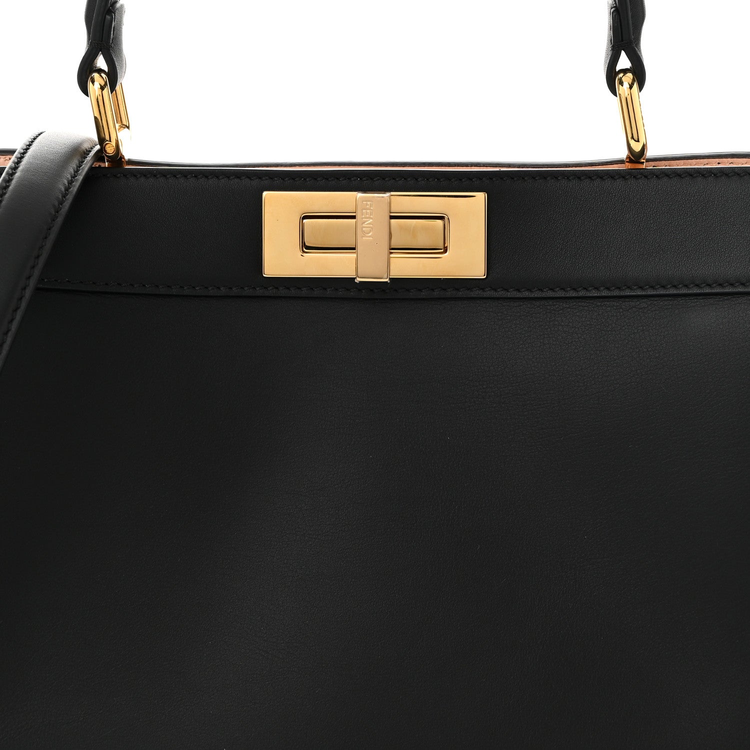 Fendi Vitello Seta Shiny Nappa Medium Peekaboo I SEE U Satchel Black Light Rose 7 of 9