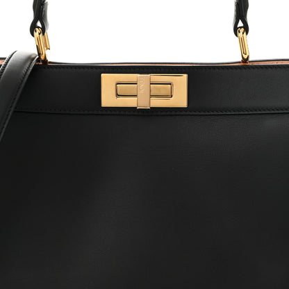 Fendi Vitello Seta Shiny Nappa Medium Peekaboo I SEE U Satchel Black Light Rose 7 of 9