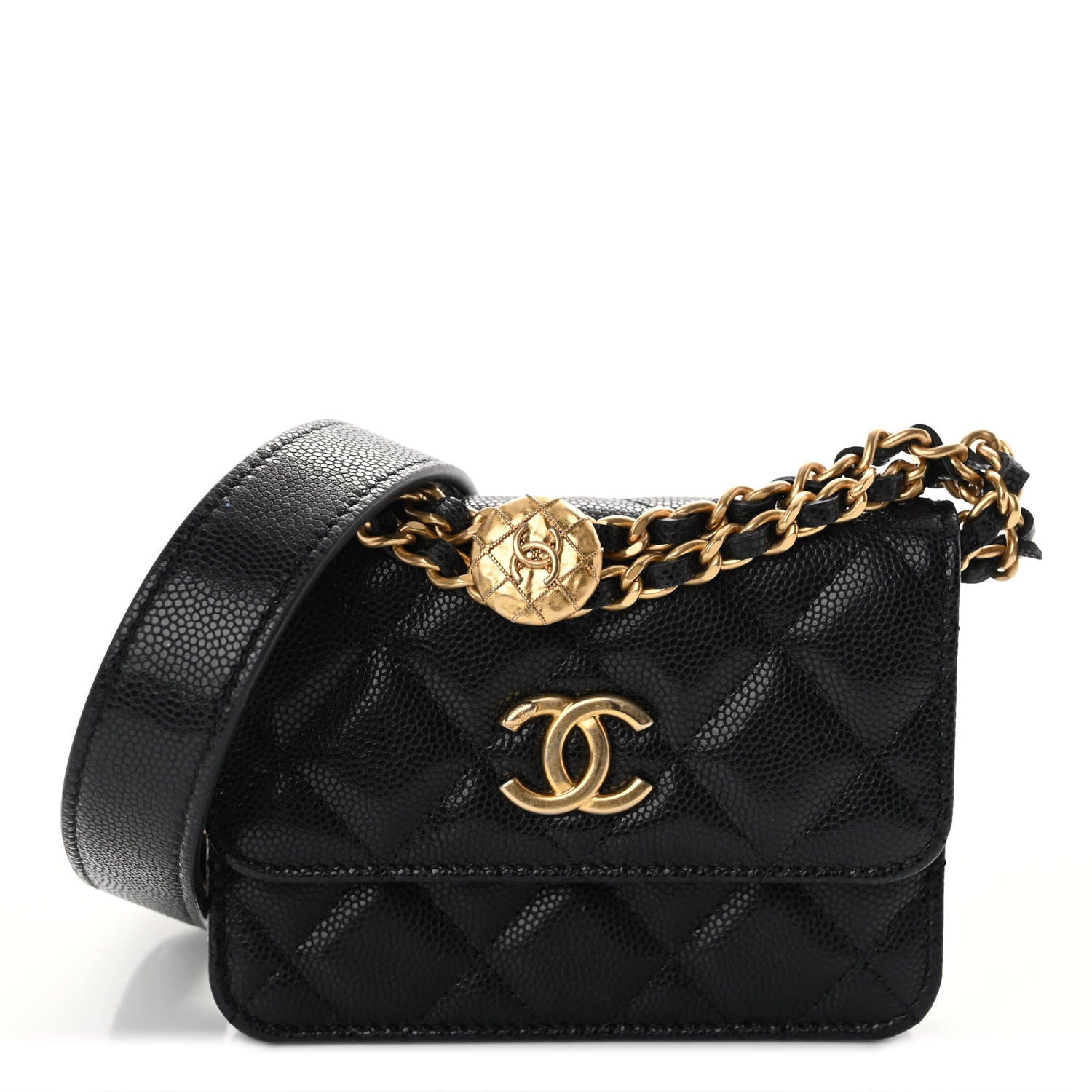 Chanel Caviar Quilted Twist Your Buttons Coin Purse With Chain Black 1 of 11