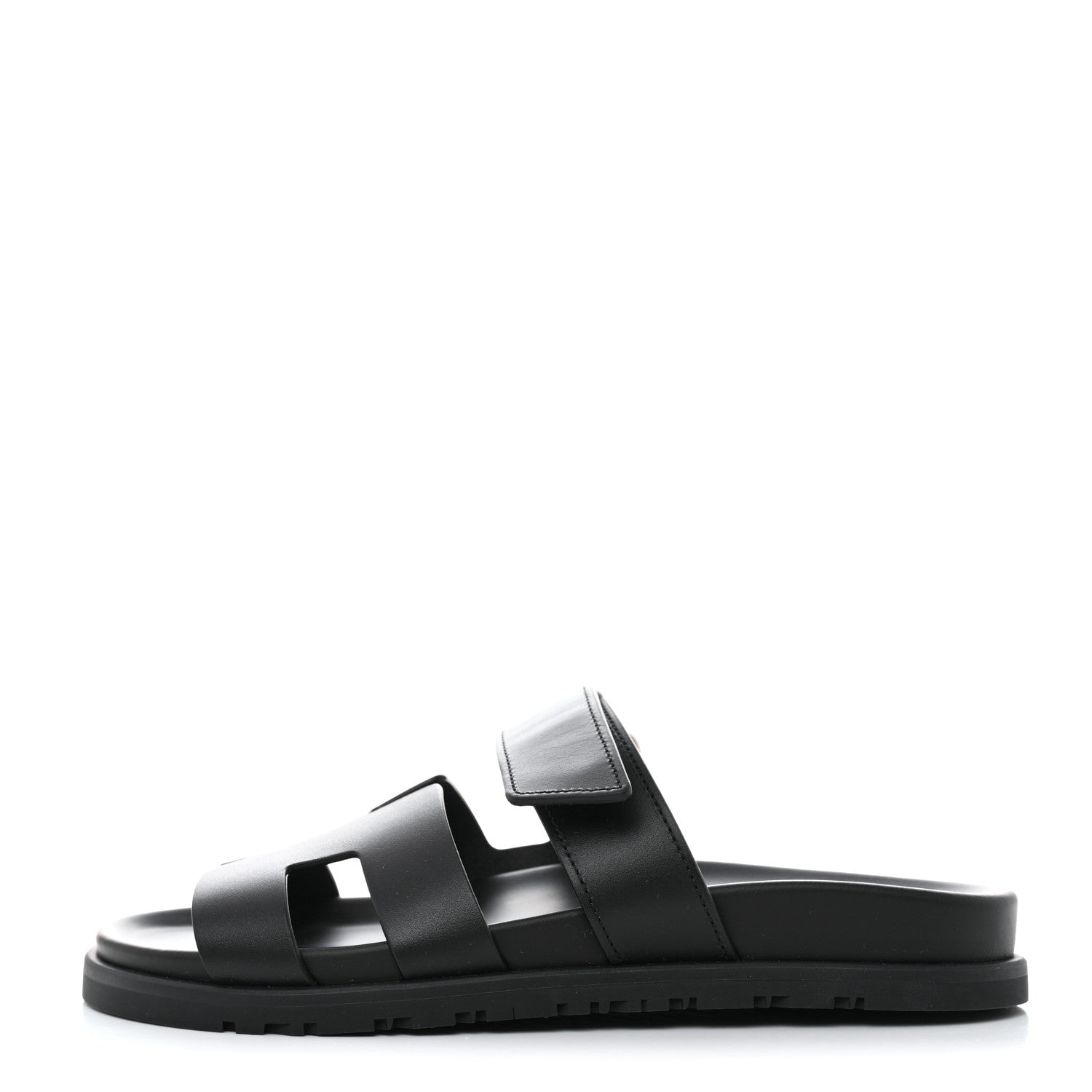 Hermes Calfskin Womens Chypre Sandals 37 Black 1 of 10