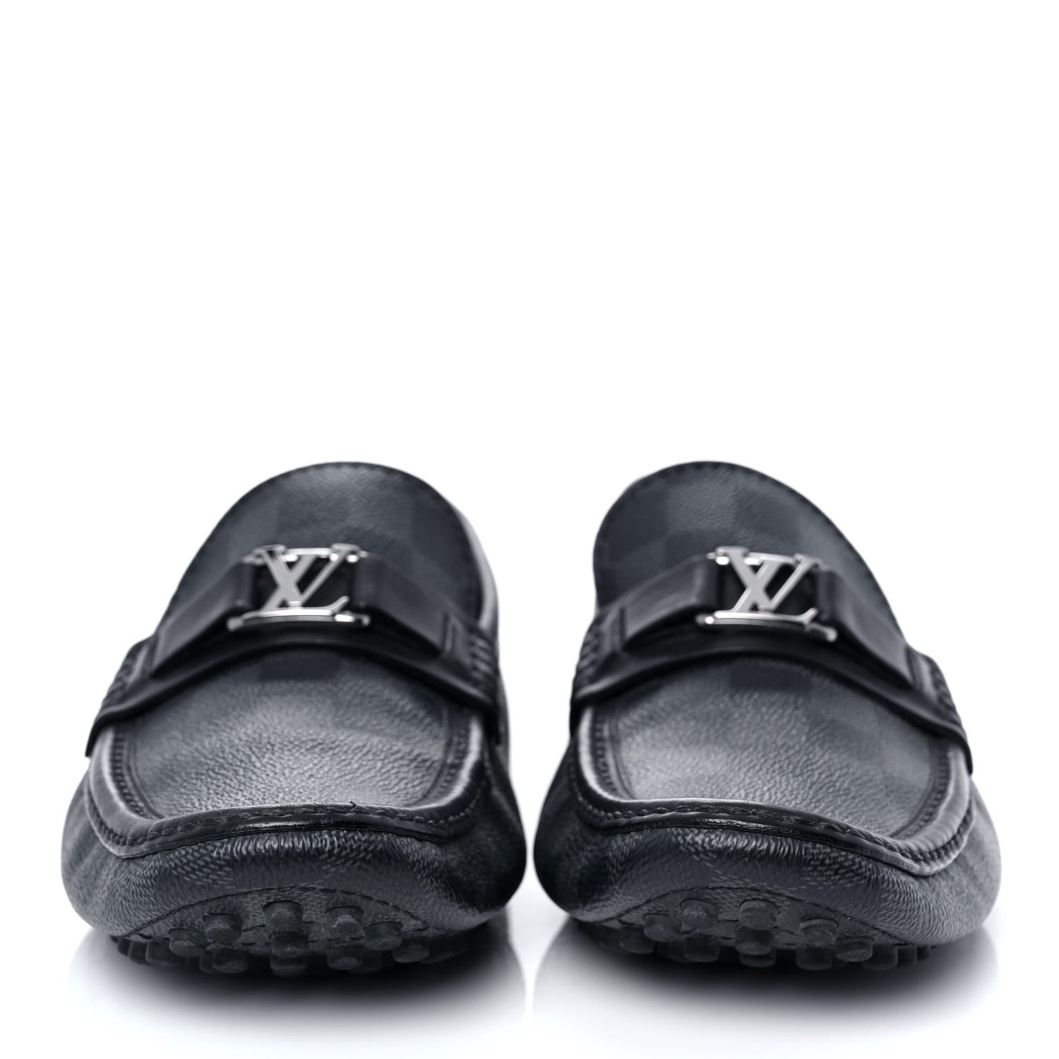 Louis Vuitton Mens Damier Graphite Hockenheim Moccasin Loafers 8 Onyx 2 of 8