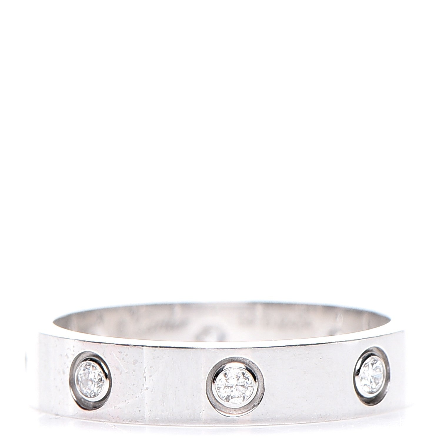 Cartier 18K White Gold 8 Diamond 4mm LOVE Wedding Band Ring 54 6.75 1 of 6