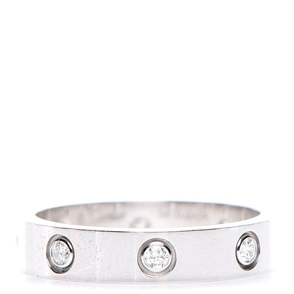Cartier 18K White Gold 8 Diamond 4mm LOVE Wedding Band Ring 54 6.75 1 of 6