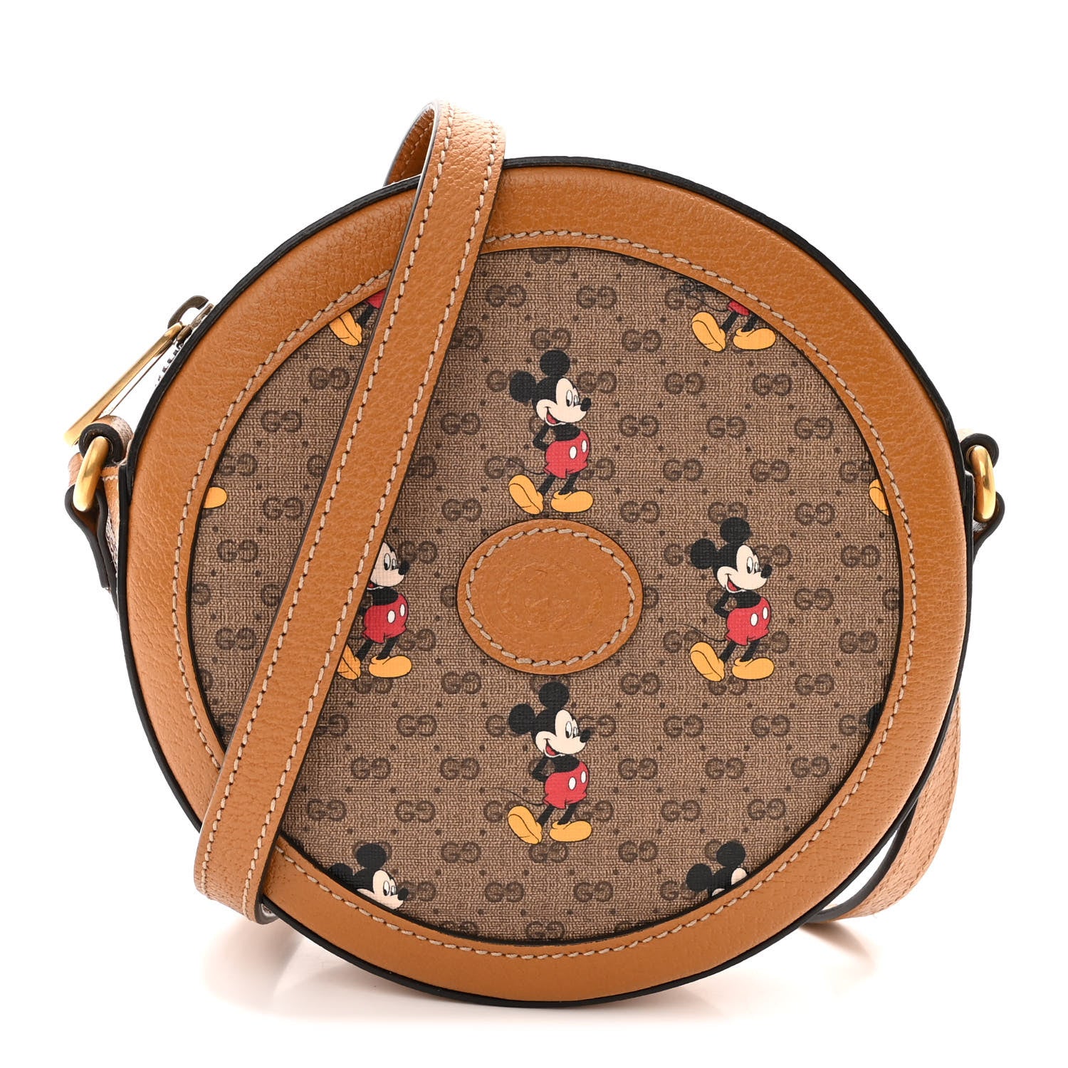 Gucci X DISNEY Mini Vintage GG Supreme Monogram Mickey Mouse Round Shoulder Bag Beige Vintage Sun Oil 1 of 14