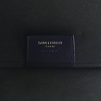 Saint Laurent Calfskin Large Shopping Tote Deep Marine 7 of 11