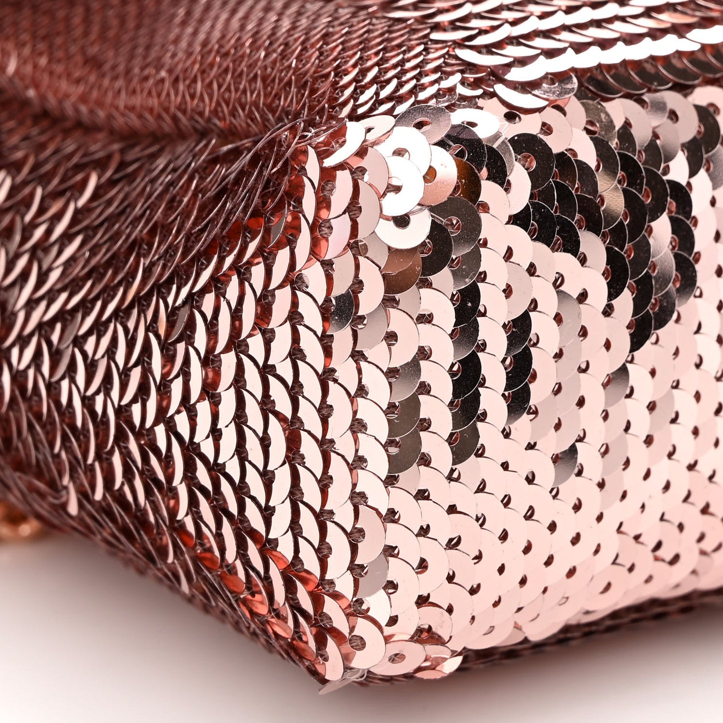 Sequin Metallic Nappa Pequin Mini Baguette Rame