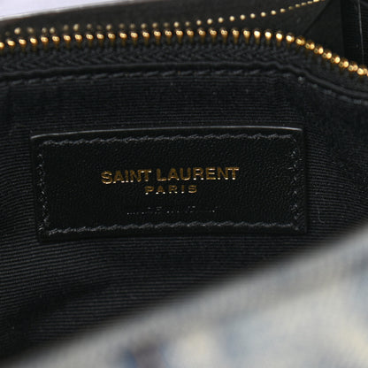 Saint Laurent Denim Quilted Toy Loulou Puffer Monogram Chain Satchel Rodeo Blue 8 of 10