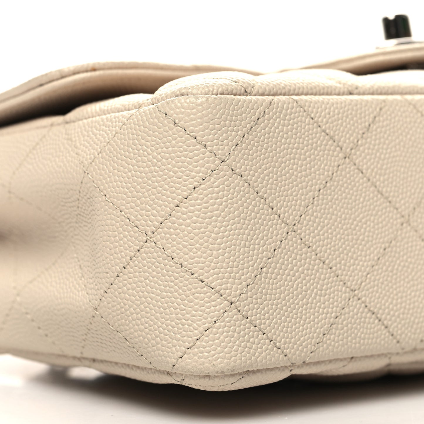 Caviar Quilted Mini Rectangular Flap Light Beige