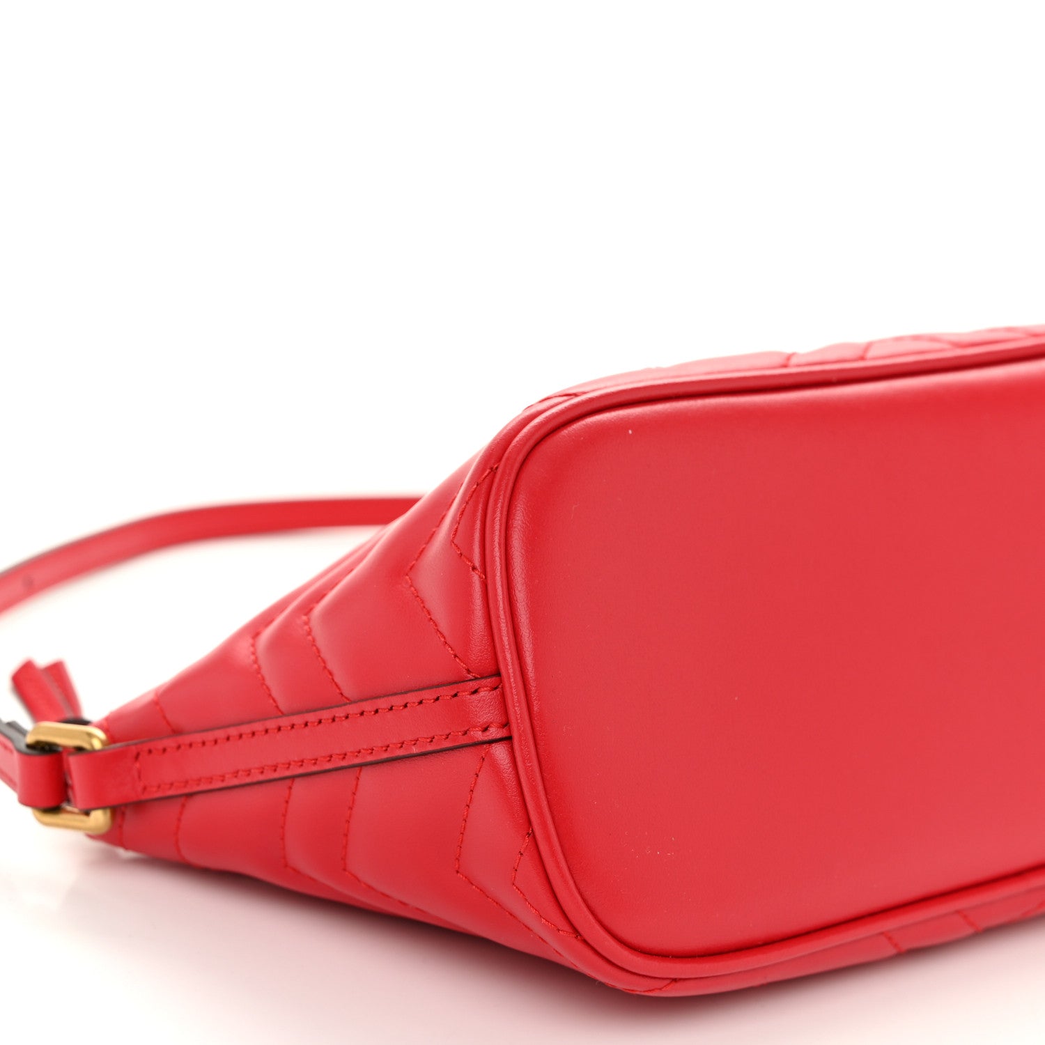 Gucci Calfskin Matelasse Chevron GG Marmont Sling Shoulder Bag Rosso 9 of 10