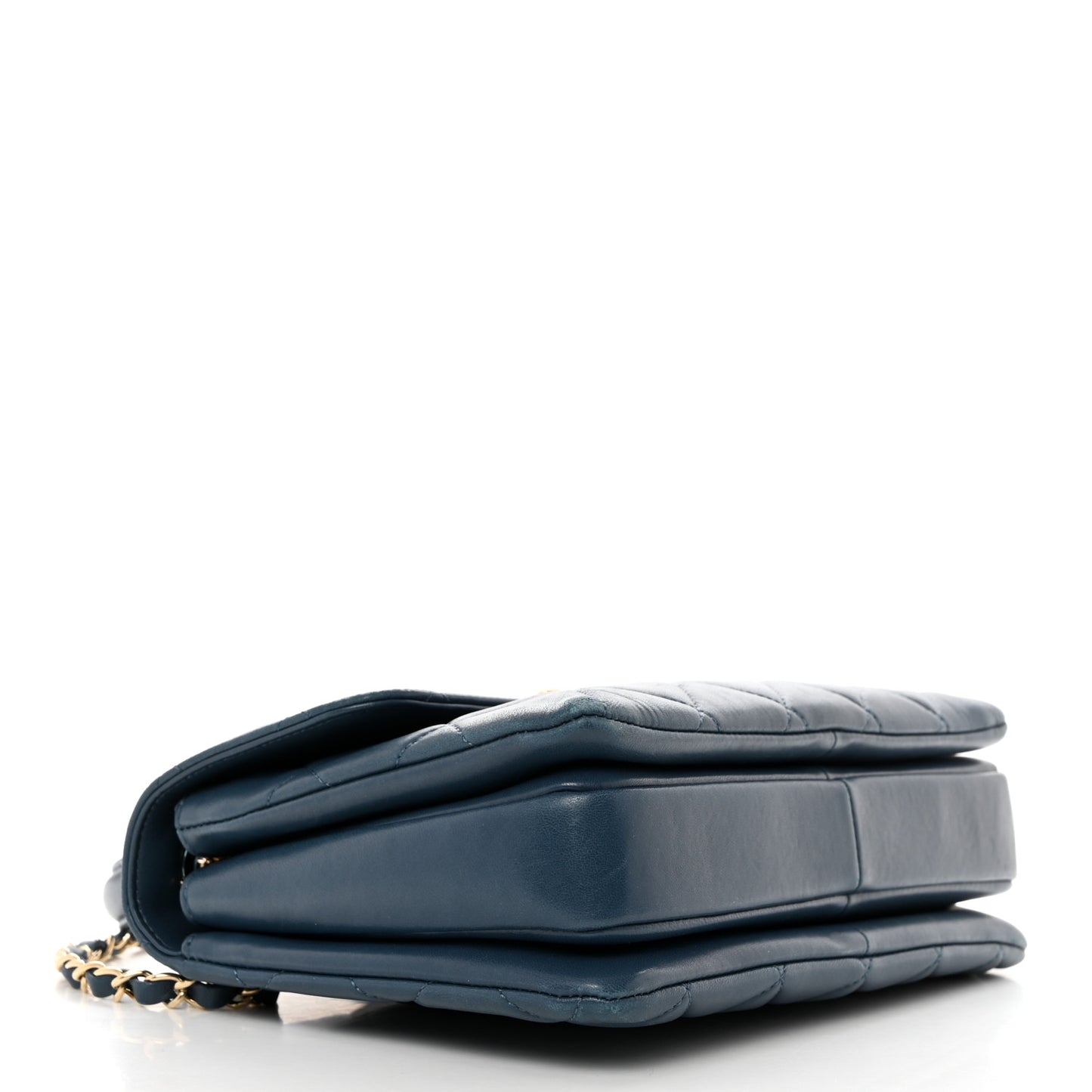 Lambskin Quilted Small Trendy CC Flap Dual Handle Bag Navy