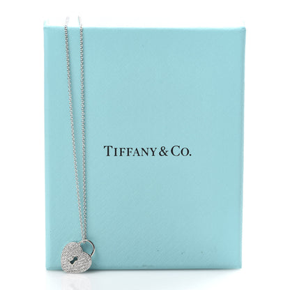 Tiffany Platinum Diamond Small Heart Lock Pendant Necklace 6 of 6