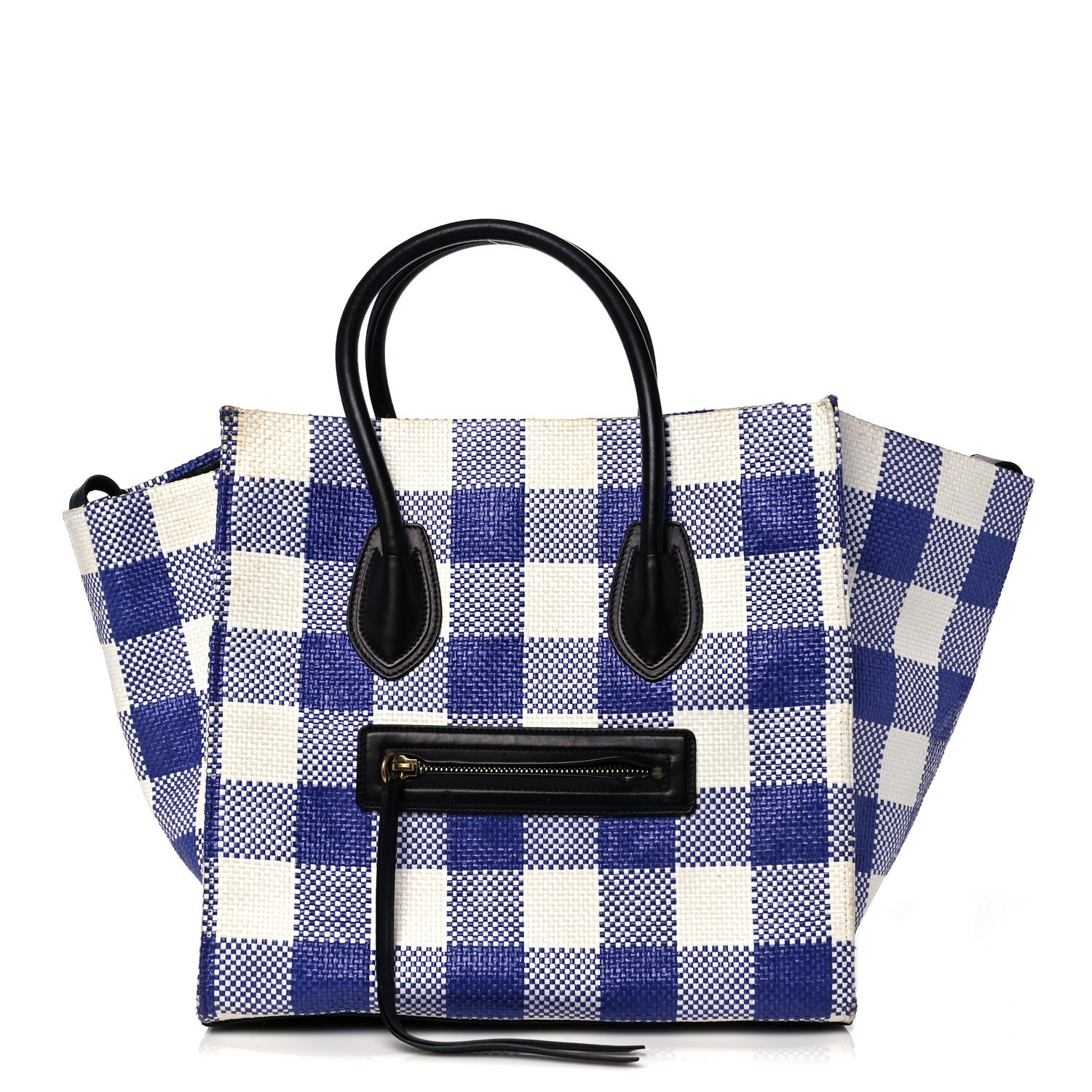 Celine Gingham Woven Medium Phantom Luggage Cobalt 1 of 17