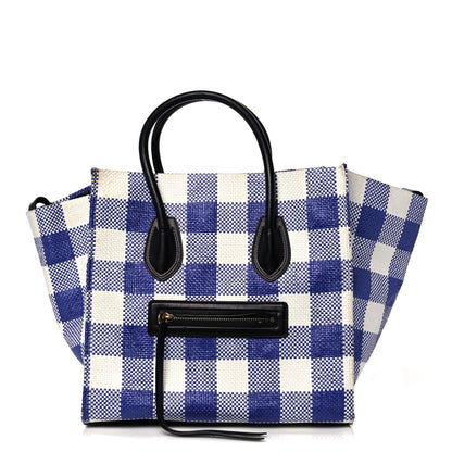 Celine Gingham Woven Medium Phantom Luggage Cobalt 1 of 17