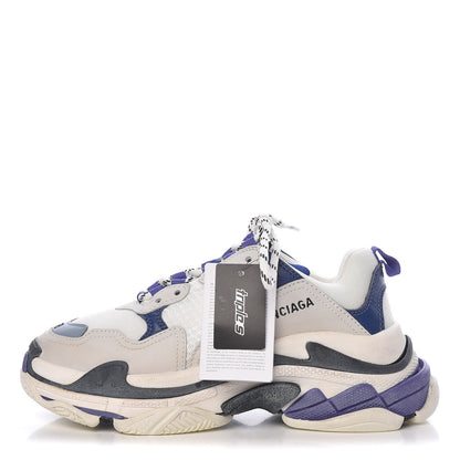 Balenciaga Mesh Nubuck Womens Triple S Sneakers 38 White Bleu Violet 1 of 12