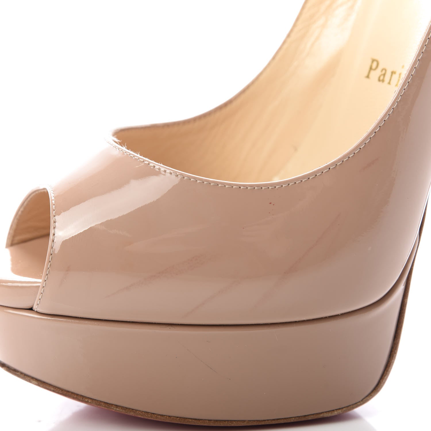 Christian Louboutin Patent Lady Peep 150 Pumps 37.5 Nude 12 of 14