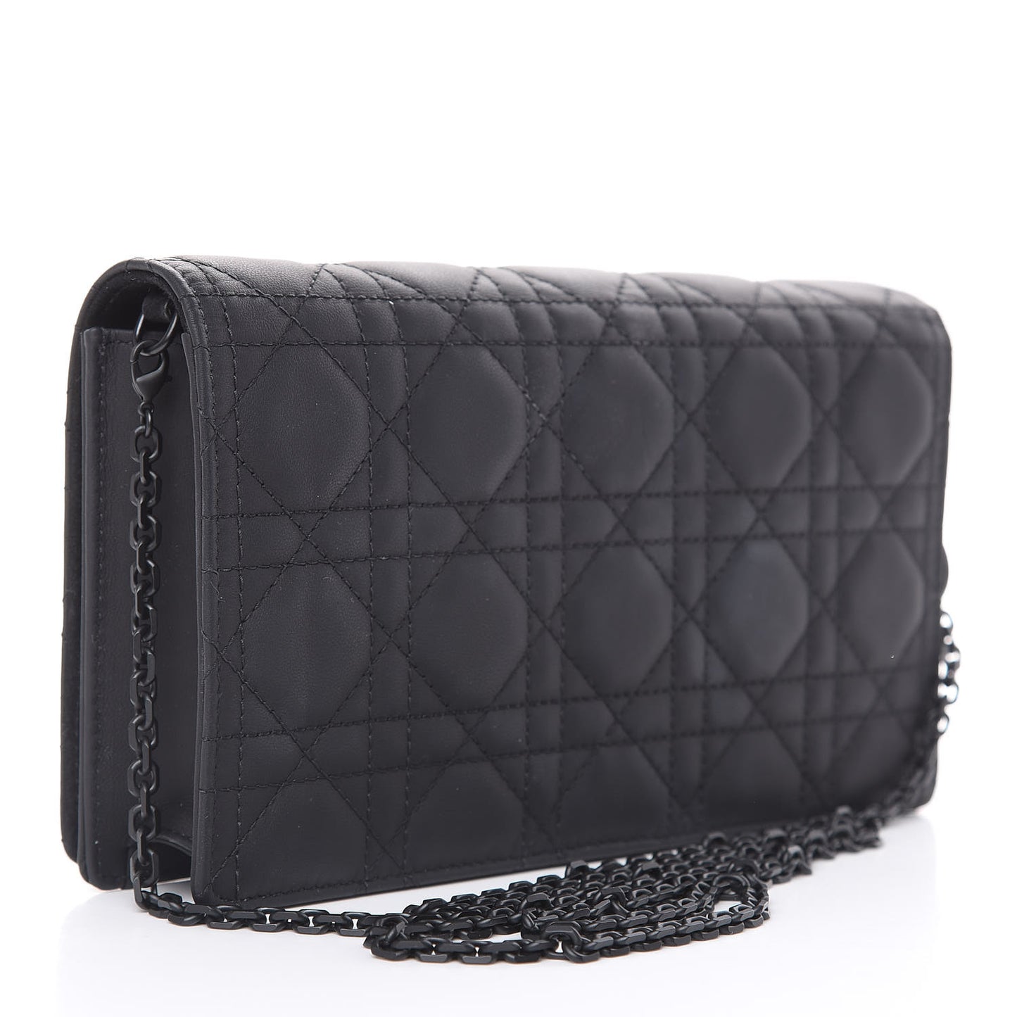 Ultra Matte Calfskin Cannage Lady Dior Clutch Black