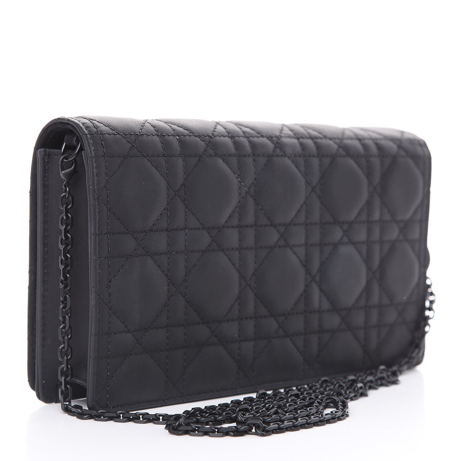 Christian Dior Ultra Matte Calfskin Cannage Lady Dior Clutch Black 4 of 10