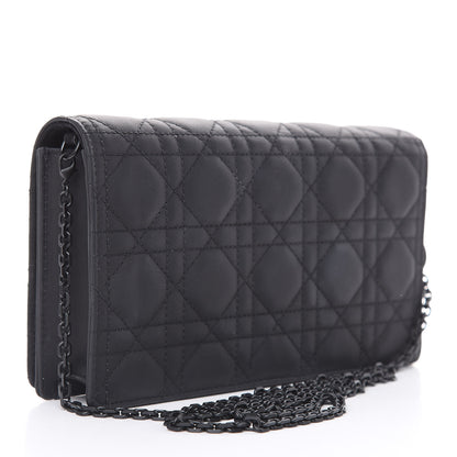 Christian Dior Ultra Matte Calfskin Cannage Lady Dior Clutch Black 4 of 10
