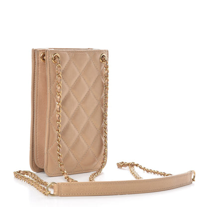 Chanel Metallic Calfskin Quilted Crossbody CC Phone Holder Gold 3 of 14