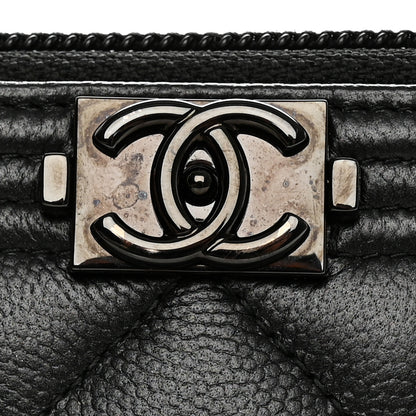 Chanel Caviar Quilted Small Boy Zip Around Wallet So Black 10 of 14