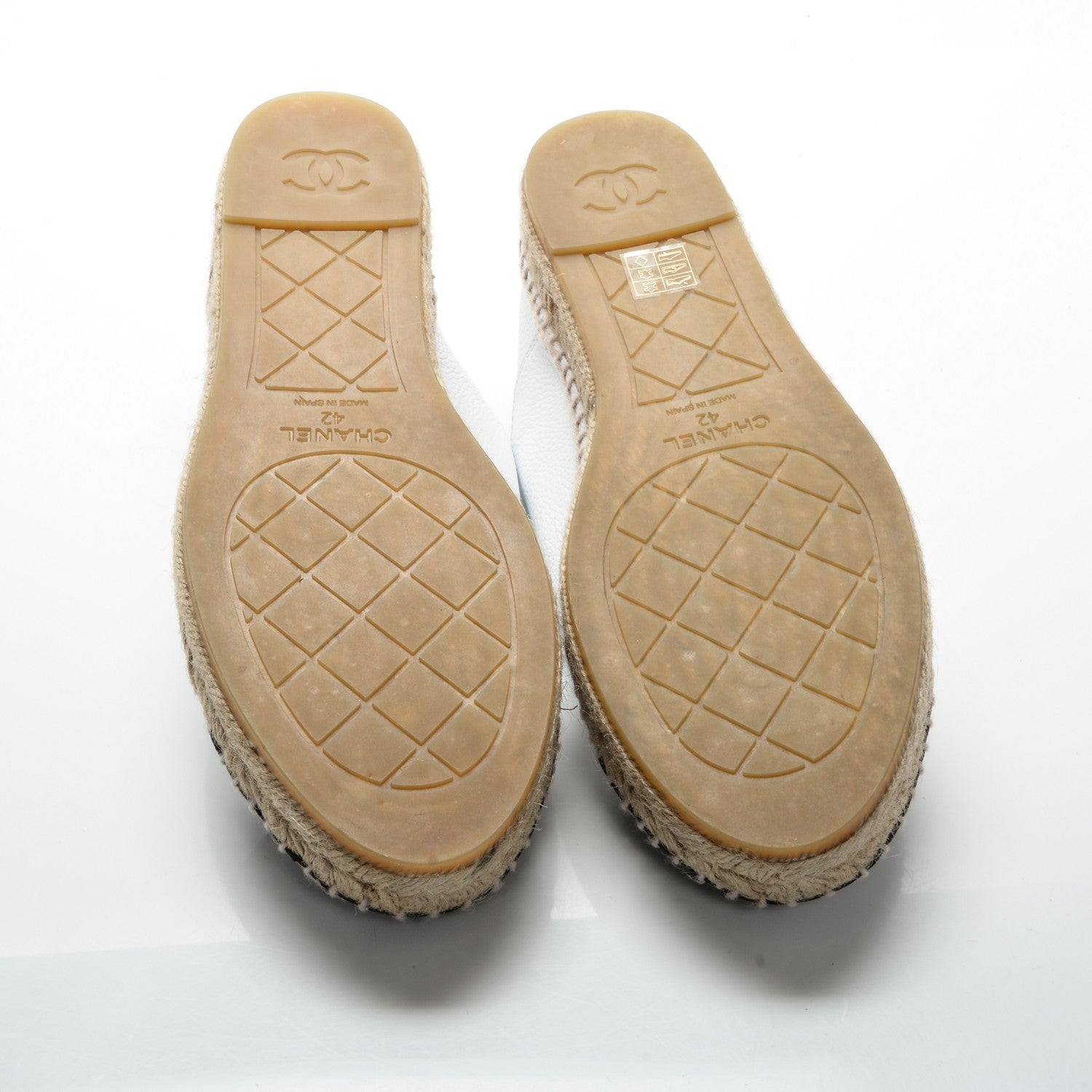 Chanel Grained Calfskin CC Espadrilles 42 White Black 5 of 7