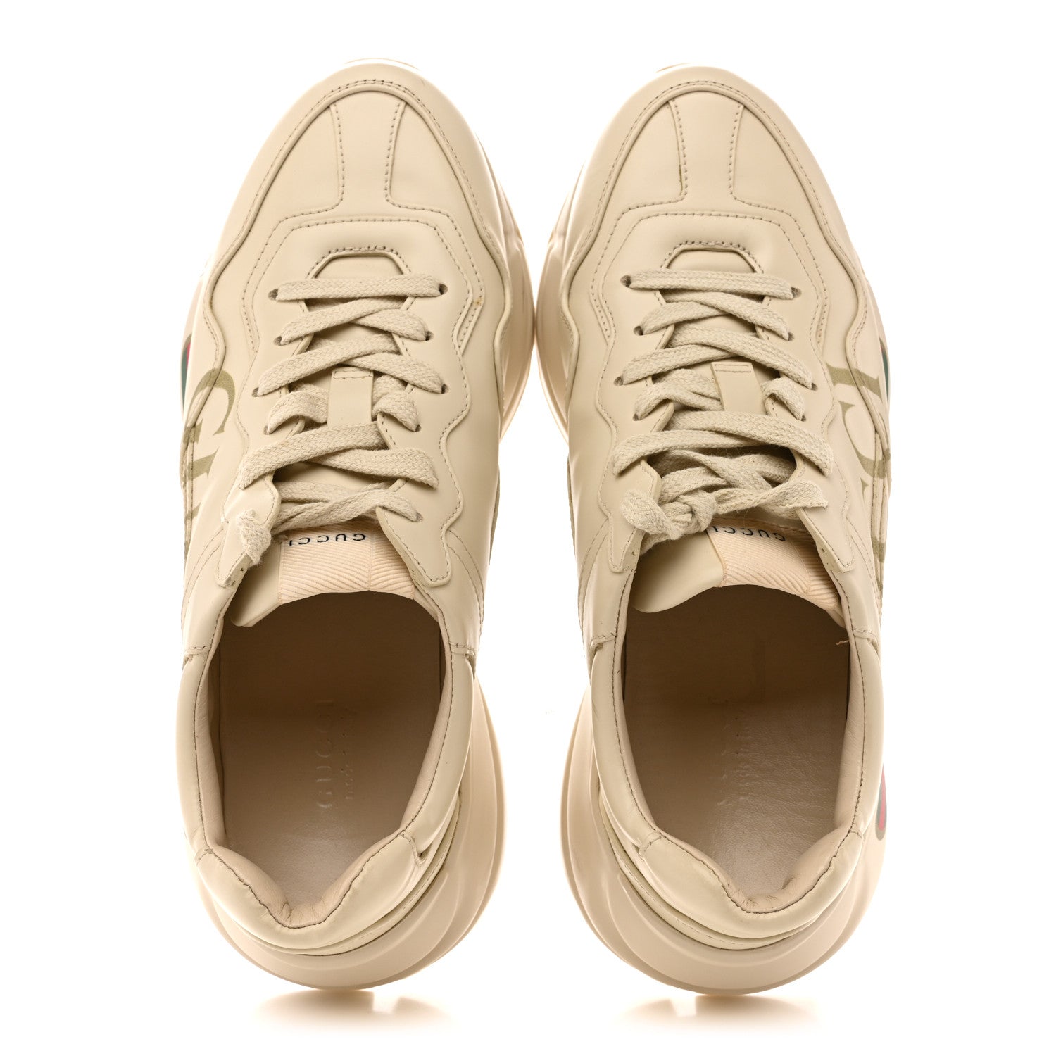 Gucci Calfskin Logo Womens Rhyton Sneakers 39 Ivory 2 of 14