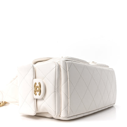Chanel Shiny Lambskin Quilted Trendy Pockets Hobo White 9 of 10