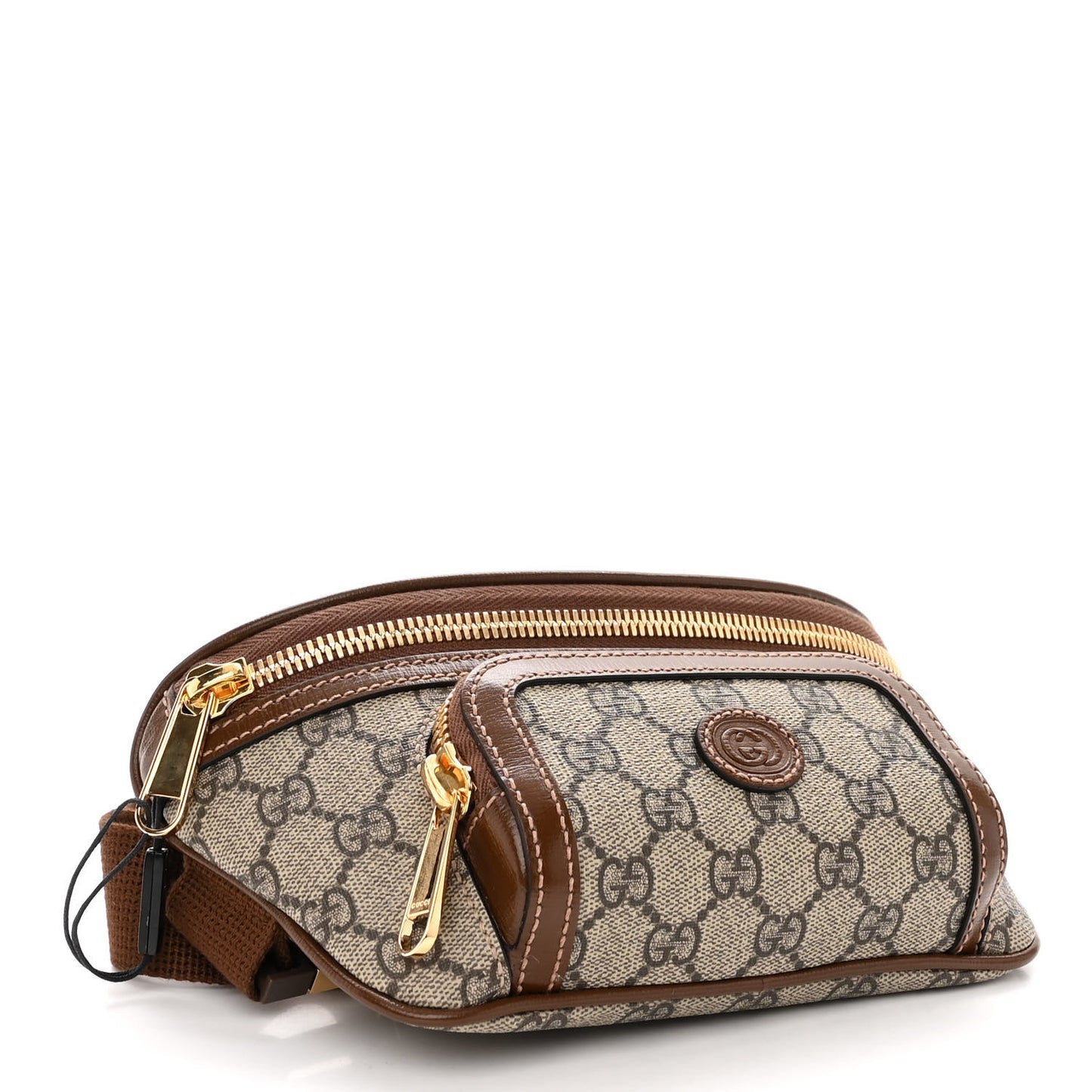 GG Supreme Monogram Textured Calfskin Retro Interlocking G Belt Bag Beige Ebony Brown Sugar