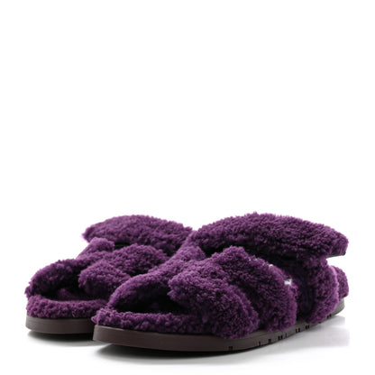 Hermes Woolskin Womens Chypre Sandals 38.5 Violet Fonce 3 of 9