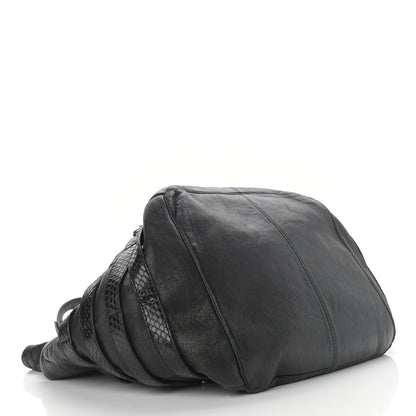Jimmy Choo Biker Leather Elaphe Snakeskin Tote Black 4 of 15