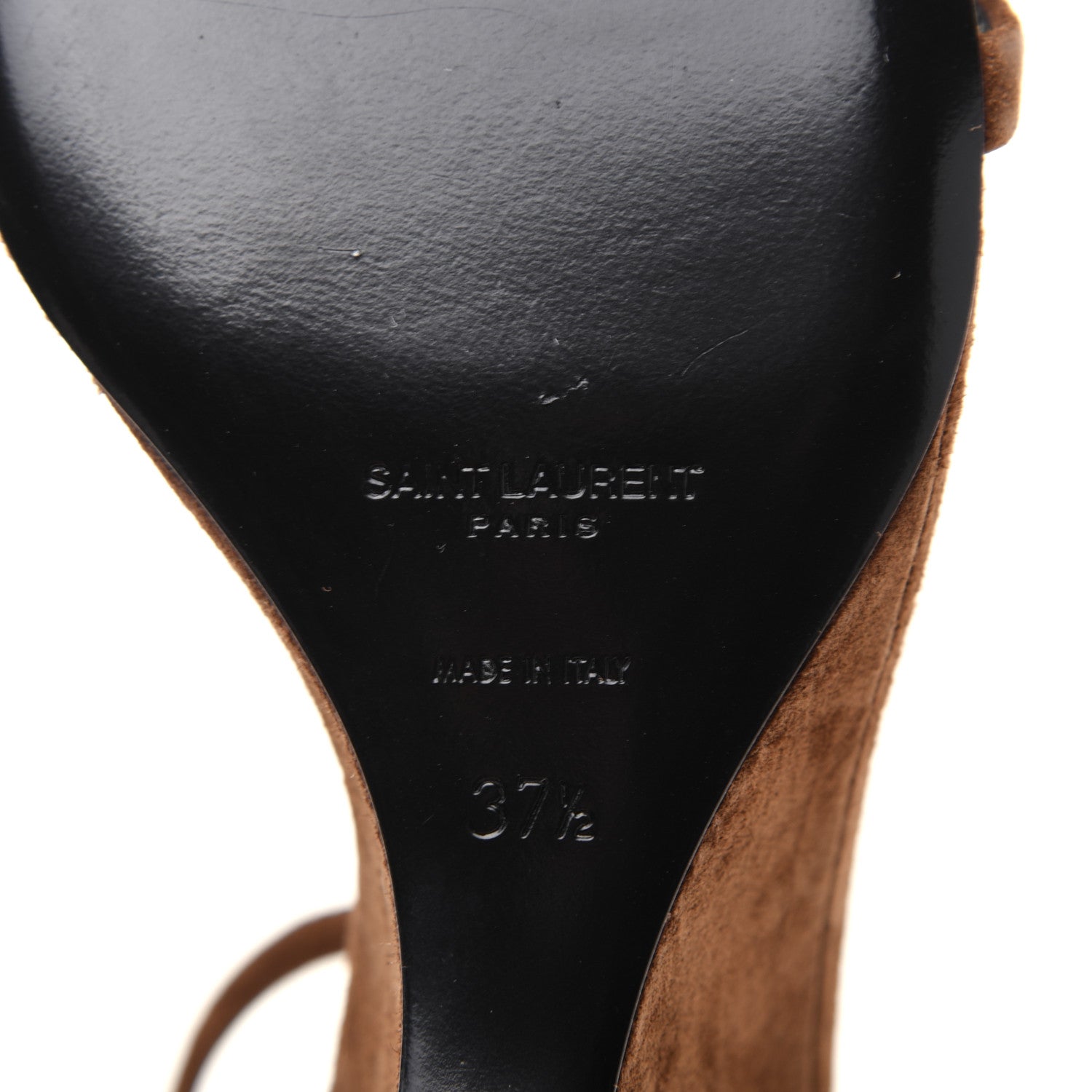 Saint Laurent Suede Lila Wedge Sandals 37.5 Brown 6 of 12