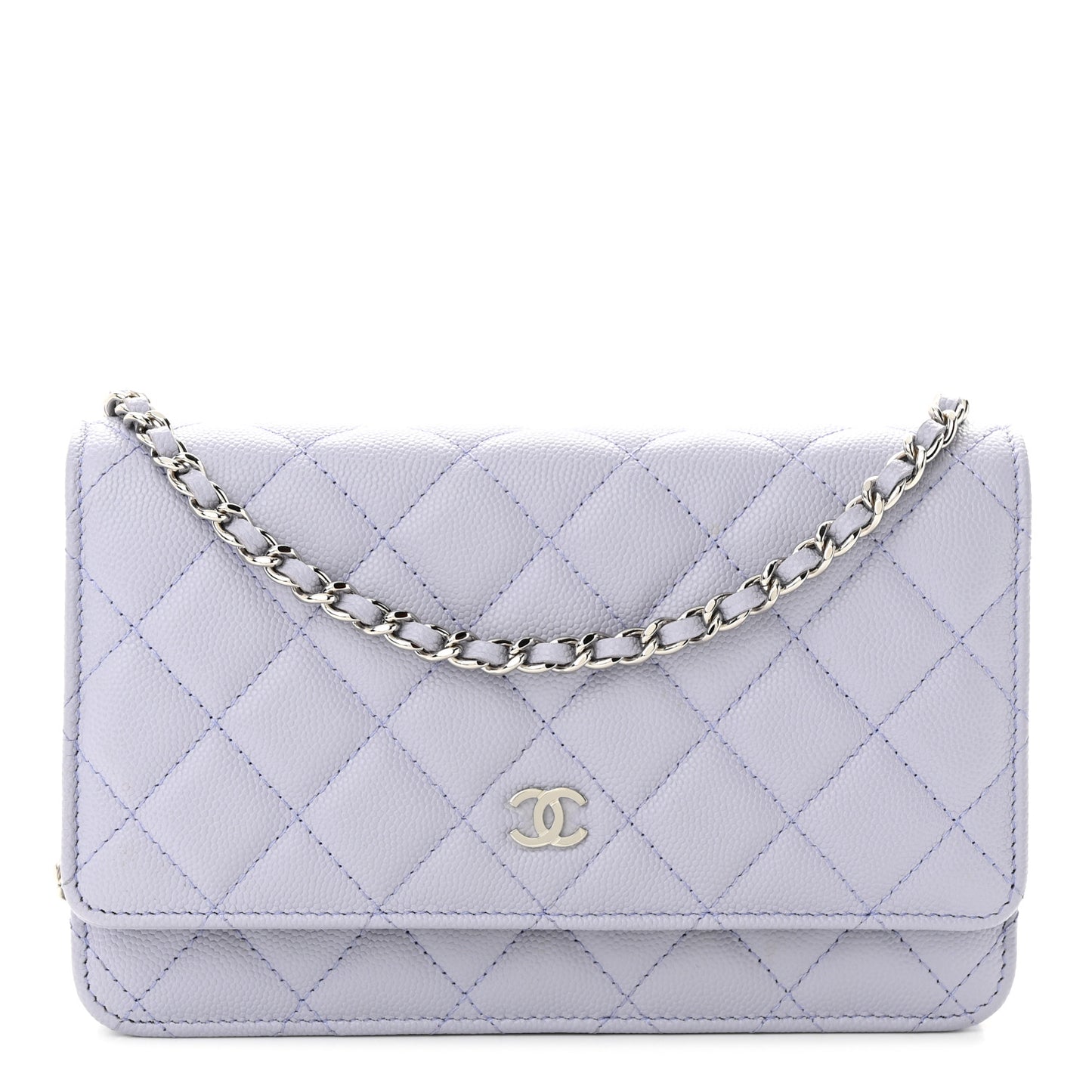 Caviar Quilted Wallet on Chain WOC Light Purple