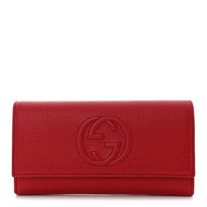 Gucci Pebbled Calfskin Large Soho Continental Wallet Red 1 of 9