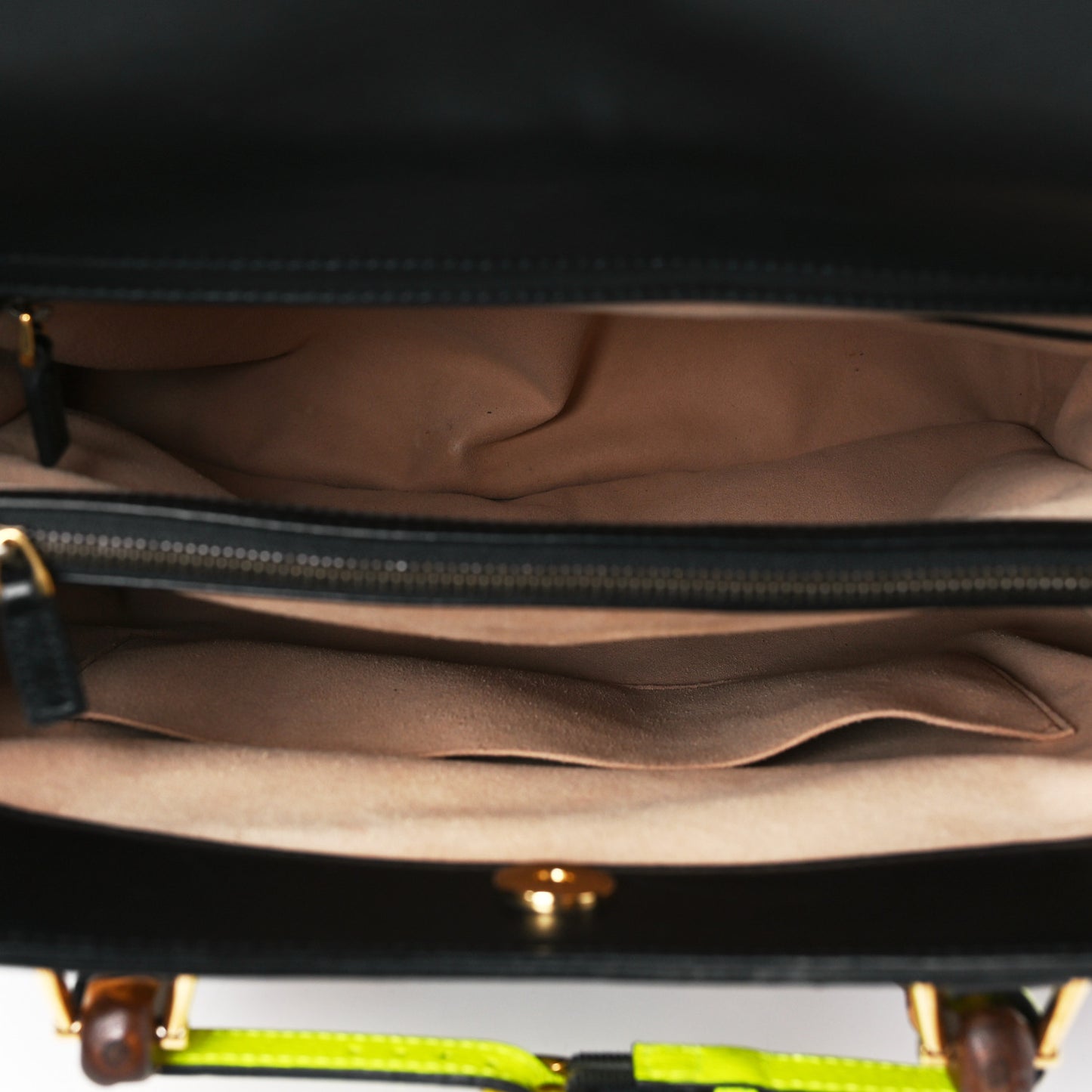 Calfskin Medium Diana Tote Bag Black Yellow Fluo