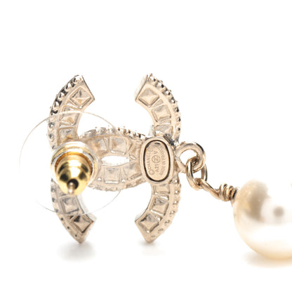 Chanel Crystal Pearl CC Drop Earrings Gold 4 of 5