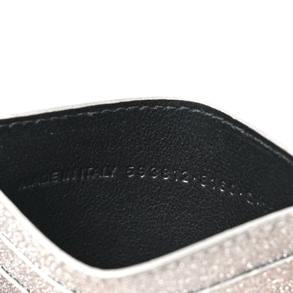 Balenciaga Glitter Calfskin Logo Cash Rounded Card Holder Silver Black 7 of 9