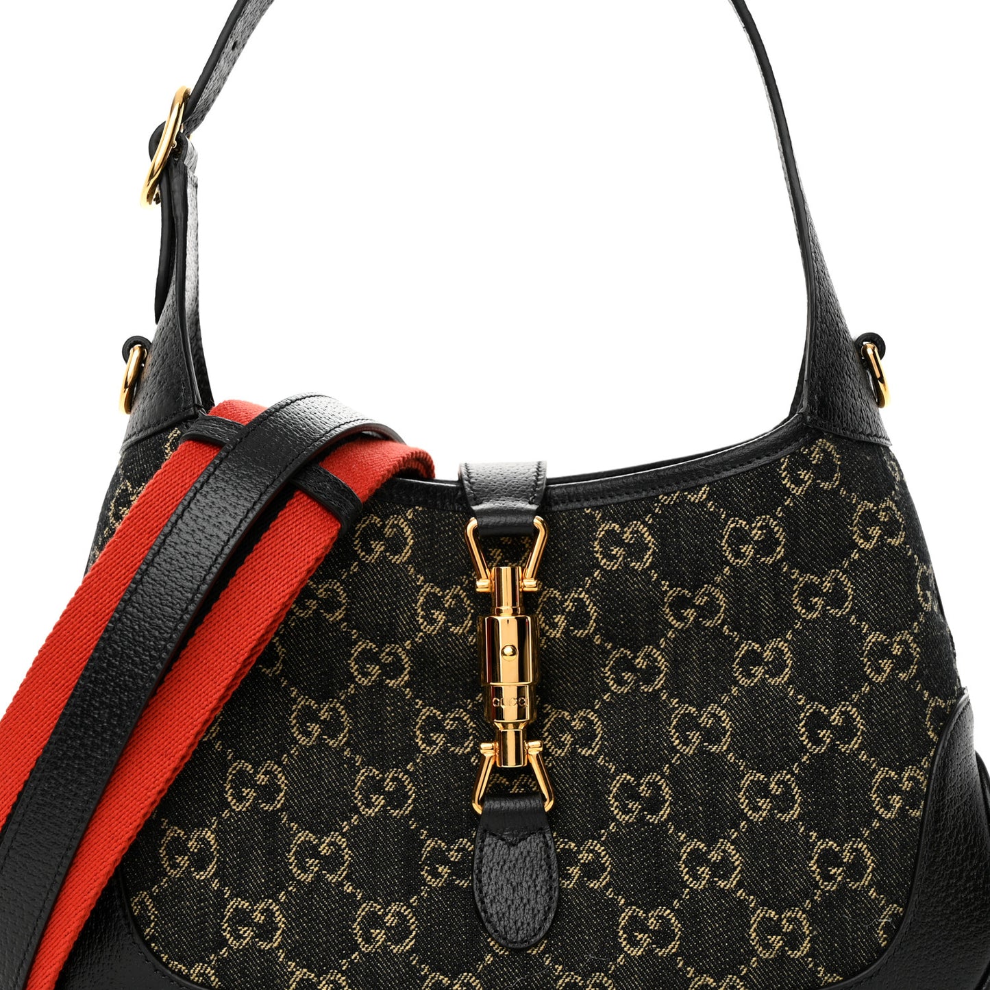 Jacquard Denim GG Monogram Small Jackie 1961 Hobo Black Ivory