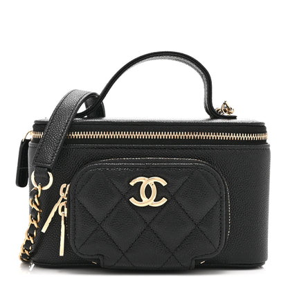 Chanel Caviar Quilted Top Handle Pocket Vanity Case Black 1 of 11