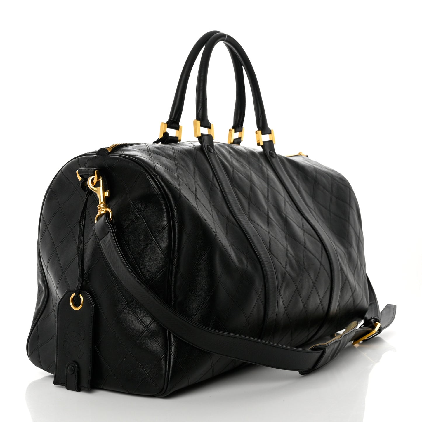 Calfskin Stitched Duffel Bag Black